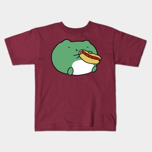 Frog Eating Hotdog Kids T-Shirt